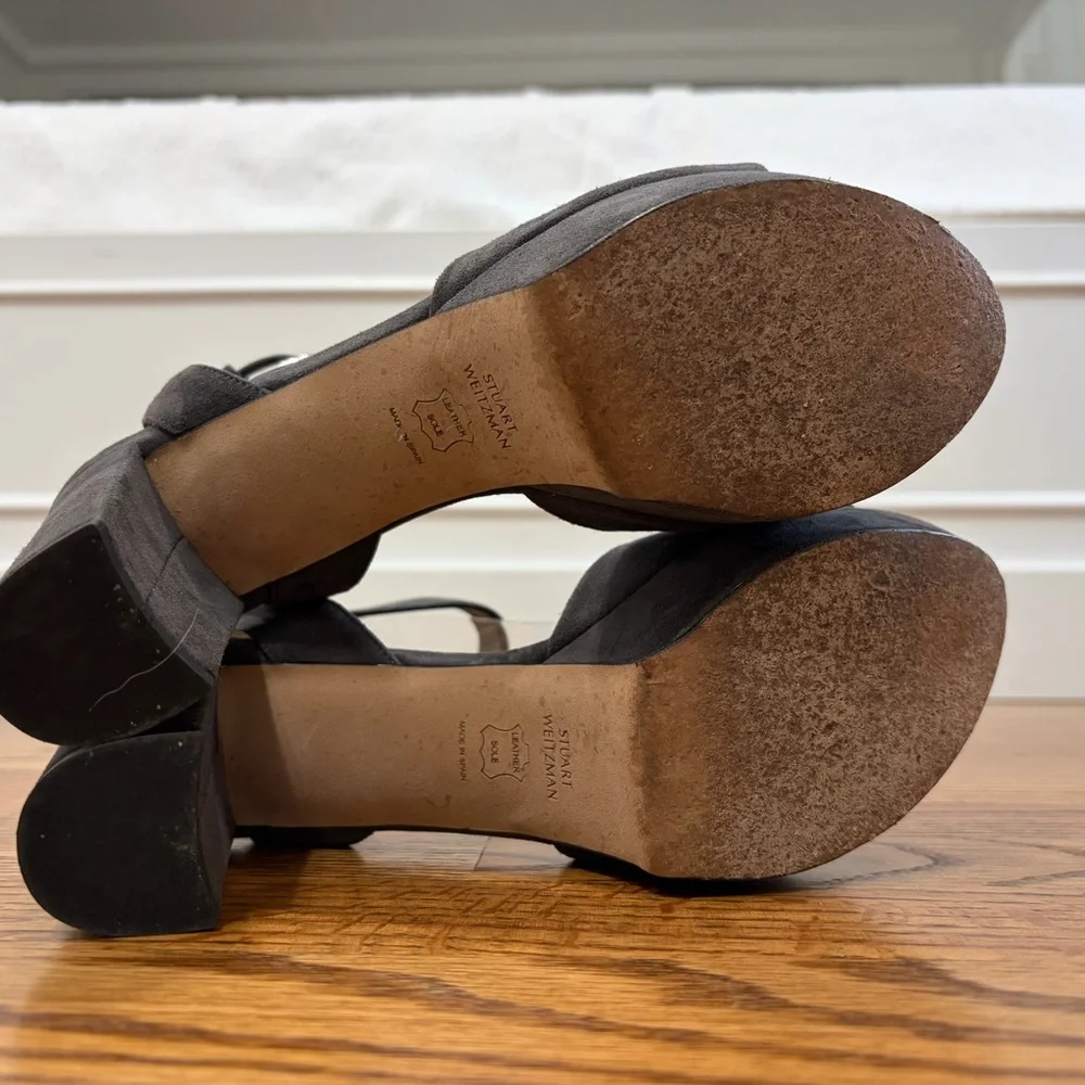Stuart Weitzman Grey Suede Platform Sandals